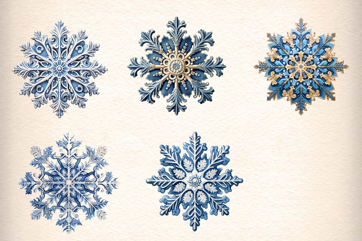 Watercolor Snowflake Png Clipart, an Illustration by CreationArt (Photo 4 of 5)