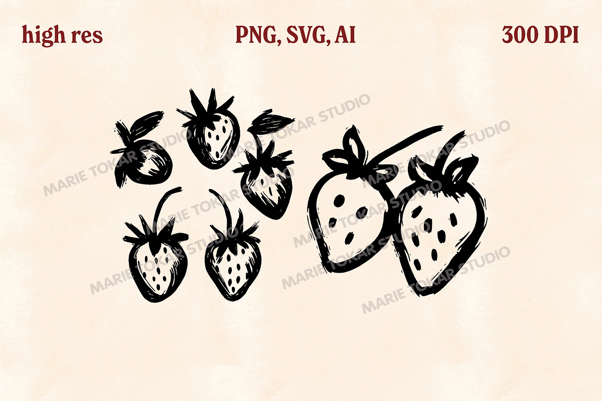 Whimsical Berry Fruit Bundle SVG PNG, a Food Illustration by Marie T (Photo 22 of 36)