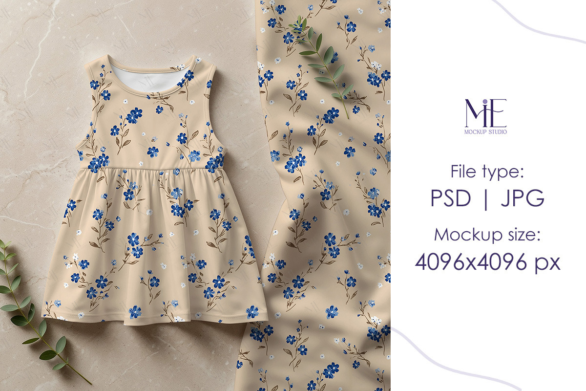 Kids Dress Mockup Fabric PSD Clothin, a Shirt Mockup by Mie Mockup Studio (Photo 4 of 8)