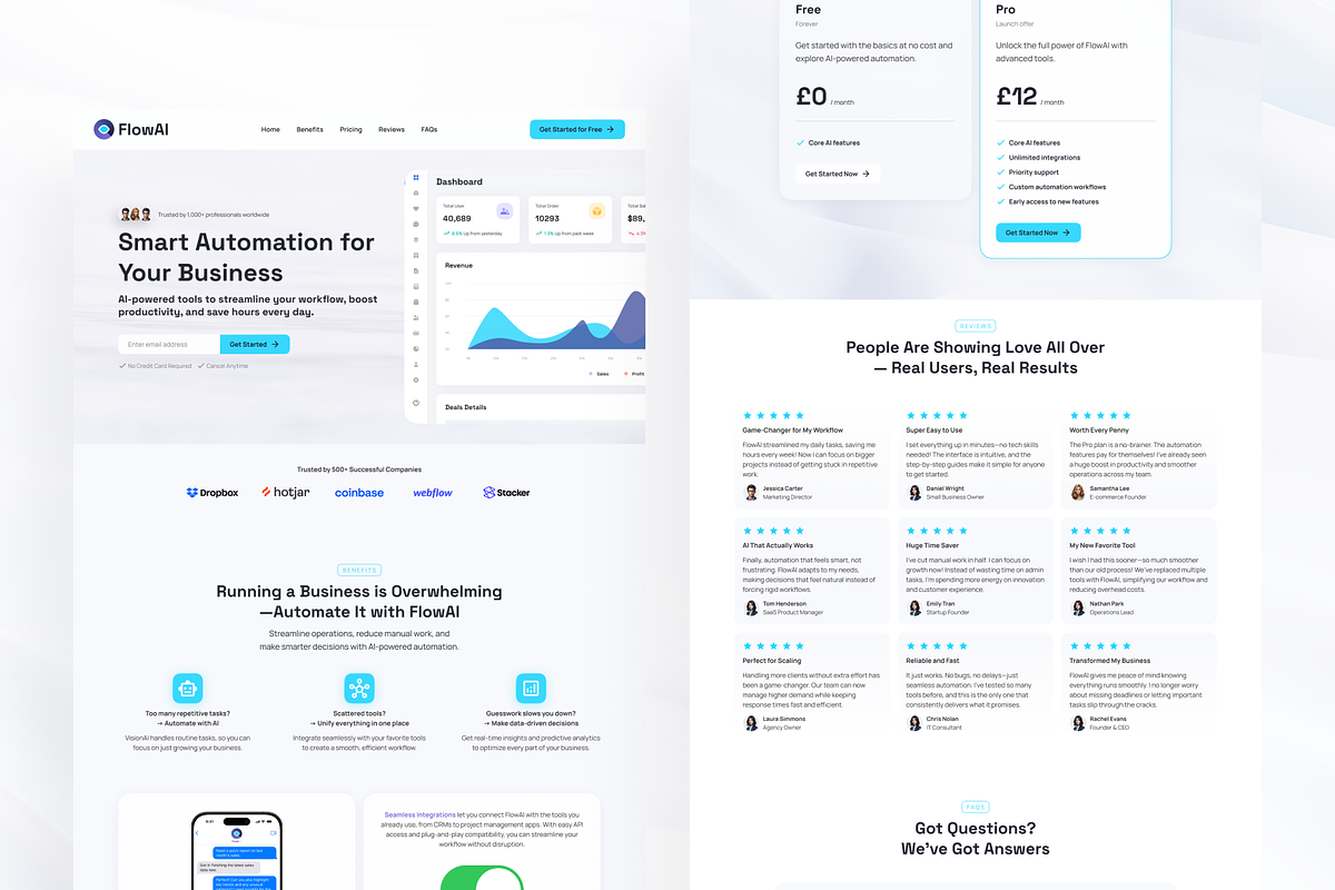 FlowAI – SaaS & AI Startup Template, a Landing Page Template by Sasha Lantukh (Photo 2 of 6)