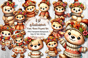 Cute Autumn Bear Clipart Sublimation, a Seasonal Illustration by V Design Creator (Thumbnail 1 of 7)