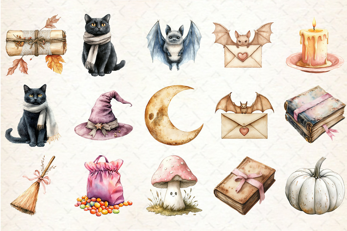 Neutral Pastel Spooky Clipart, an Illustration by Rose Art (Photo 2 of 7)
