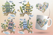 Old European houses watercolor clipa, an Object Illustration by NATASHA CHU (Thumbnail 6 of 21)