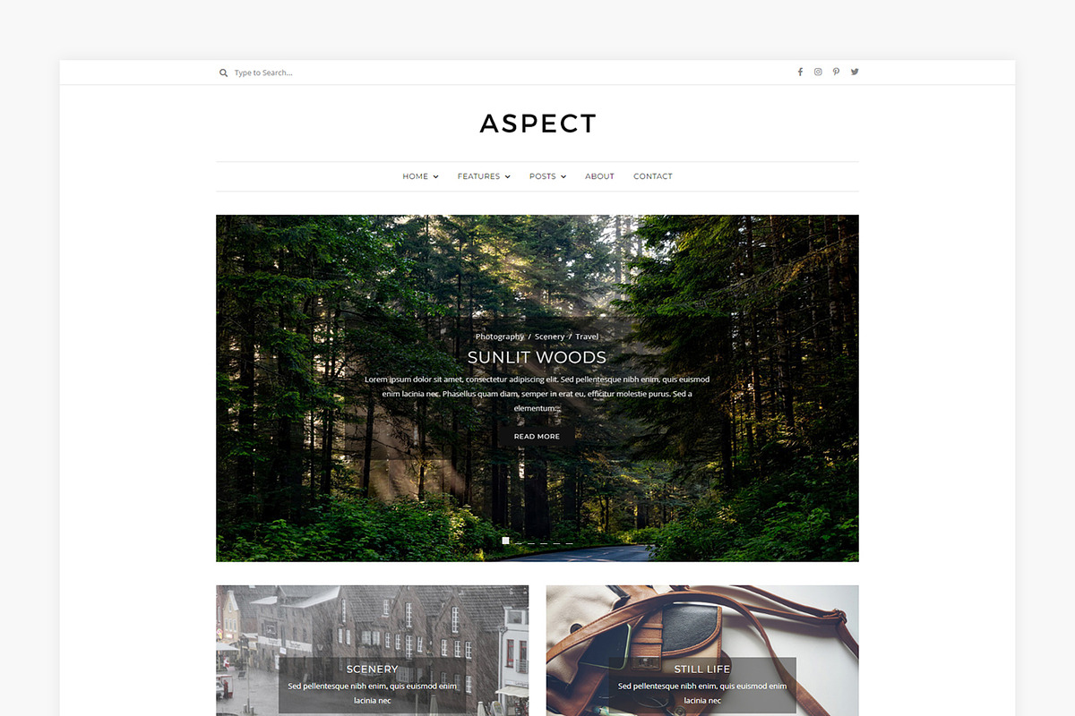 Aspect - WordPress Blog Theme, a WordPress Template by Lucid Themes (Photo 2 of 6)