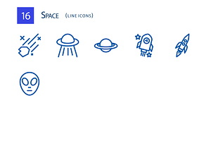 16 Space Line Icons