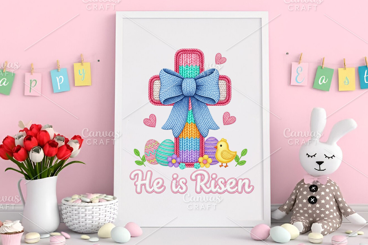 Crochet He Is Risen Easter Day PNG, an Illustration by Canvas Craft (Photo 3 of 6)