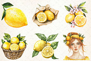 Watercolor Lemon Bundle Clipart, a Seasonal Illustration by Rose Art (Thumbnail 4 of 4)