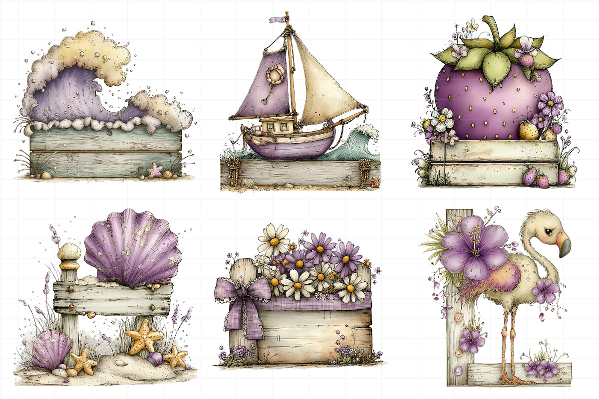 Whimsical Summer Wooden Sing Clipart, an Illustration by Daily.Designs (Photo 6 of 7)