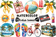 Watercolor Vintage Summer Clipart, an Illustration by Black Bird Studio (Thumbnail 1 of 6)