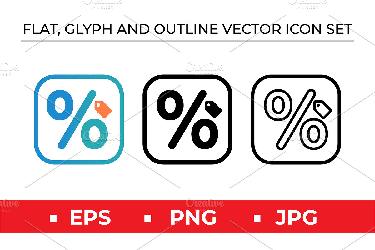 Percentage Badge Icons Vector Set, an Outline Icon by Artonix (Photo 1 of 2)