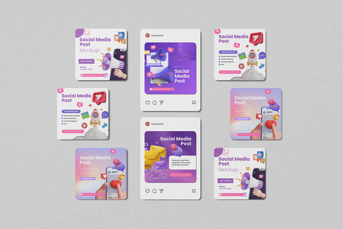 Social Media Instagram Post Mockup, an Advertising Mockup by Graphic Deal (Photo 7 of 15)