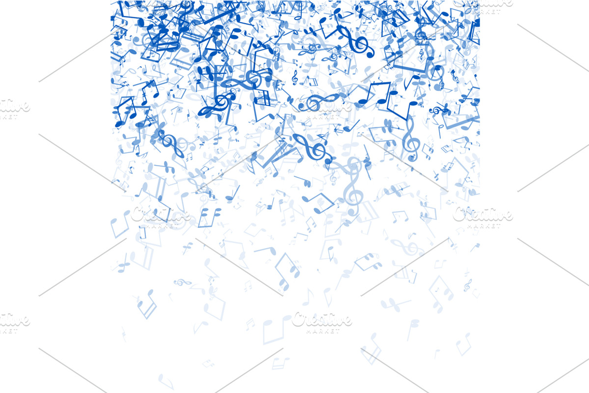 Music set with blue notes, a Decorative Illustration by Vjom