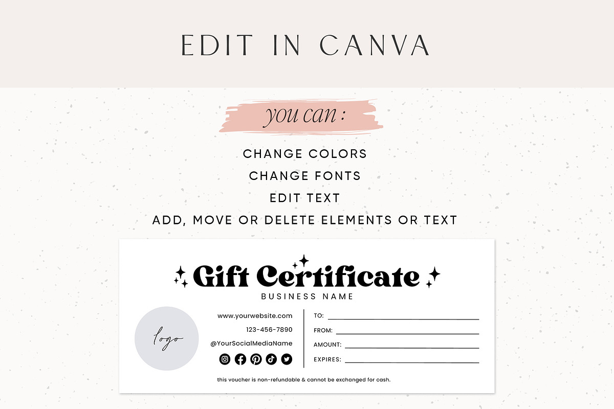 Gift Certificate Canva Template, a Business Card Template by Summit Avenue (Photo 5 of 7)