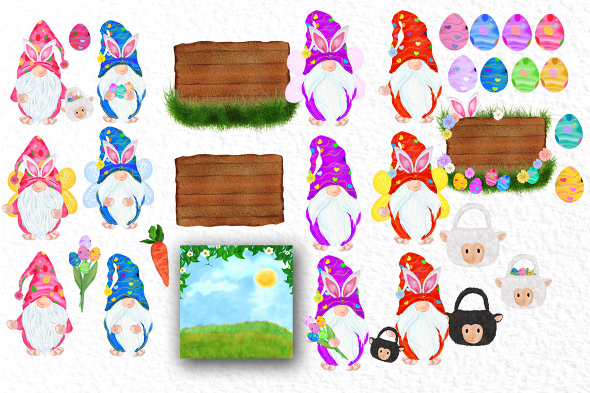 Easter Bunny Gnomes, Gnomes clipart, an Illustration by vivastarkids (Photo 3 of 7)