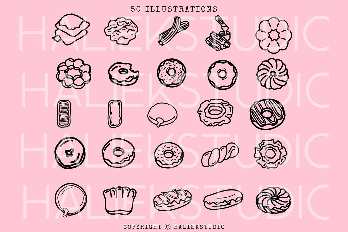 Donuts SVG Illustrations, a Food Illustration by HalieKStudio (Photo 3 of 12)