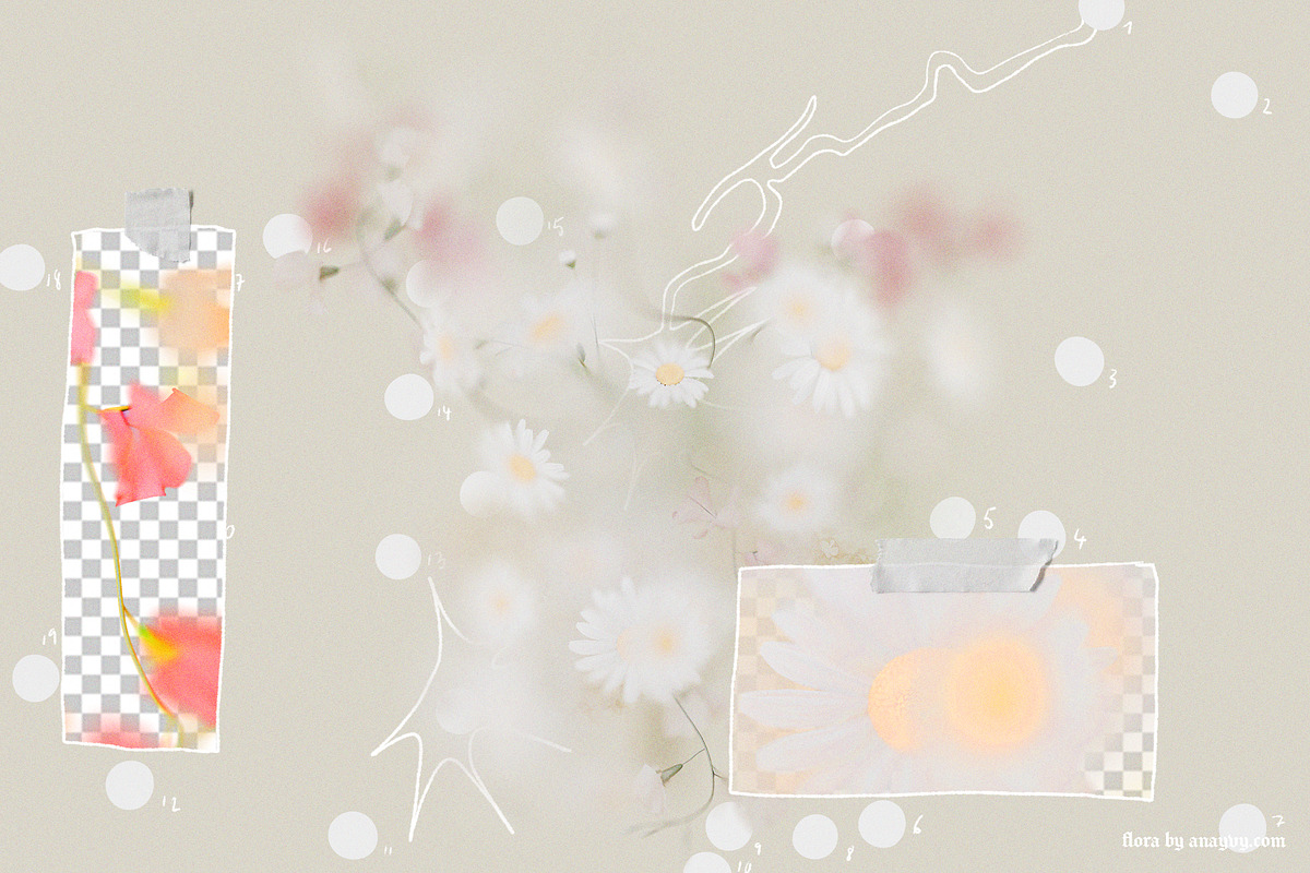 FLORA.PNG | Blurry Flower Collage, an Object Graphic by ana & yvy (Photo 6 of 23)