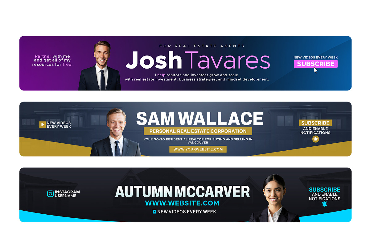 Realtor YouTube banner Bundle pack, a Social Media Template by Vaughn Studios (Photo 3 of 7)