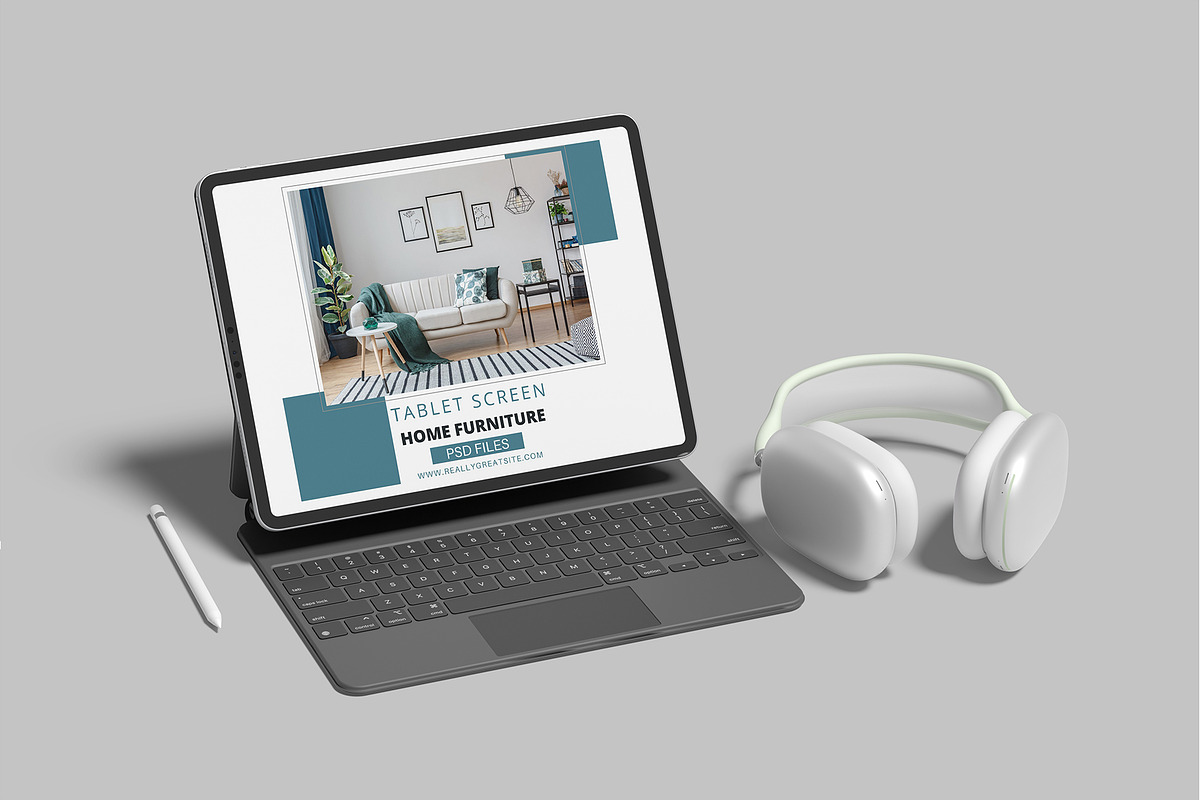 Tablet Pro With Keyboard Mockup, an iPad Mockup by lamorastudio (Photo 5 of 11)