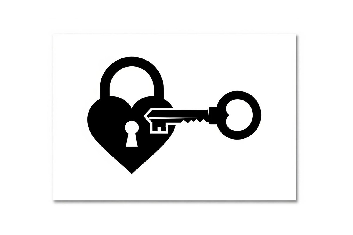 Heart Lock and Key Silhouette Icons, an Illustration by Designer_Momina (Photo 24 of 51)