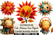 Cute Autumn Sun Clipart, an Illustration by Craft Nest (Thumbnail 1 of 4)