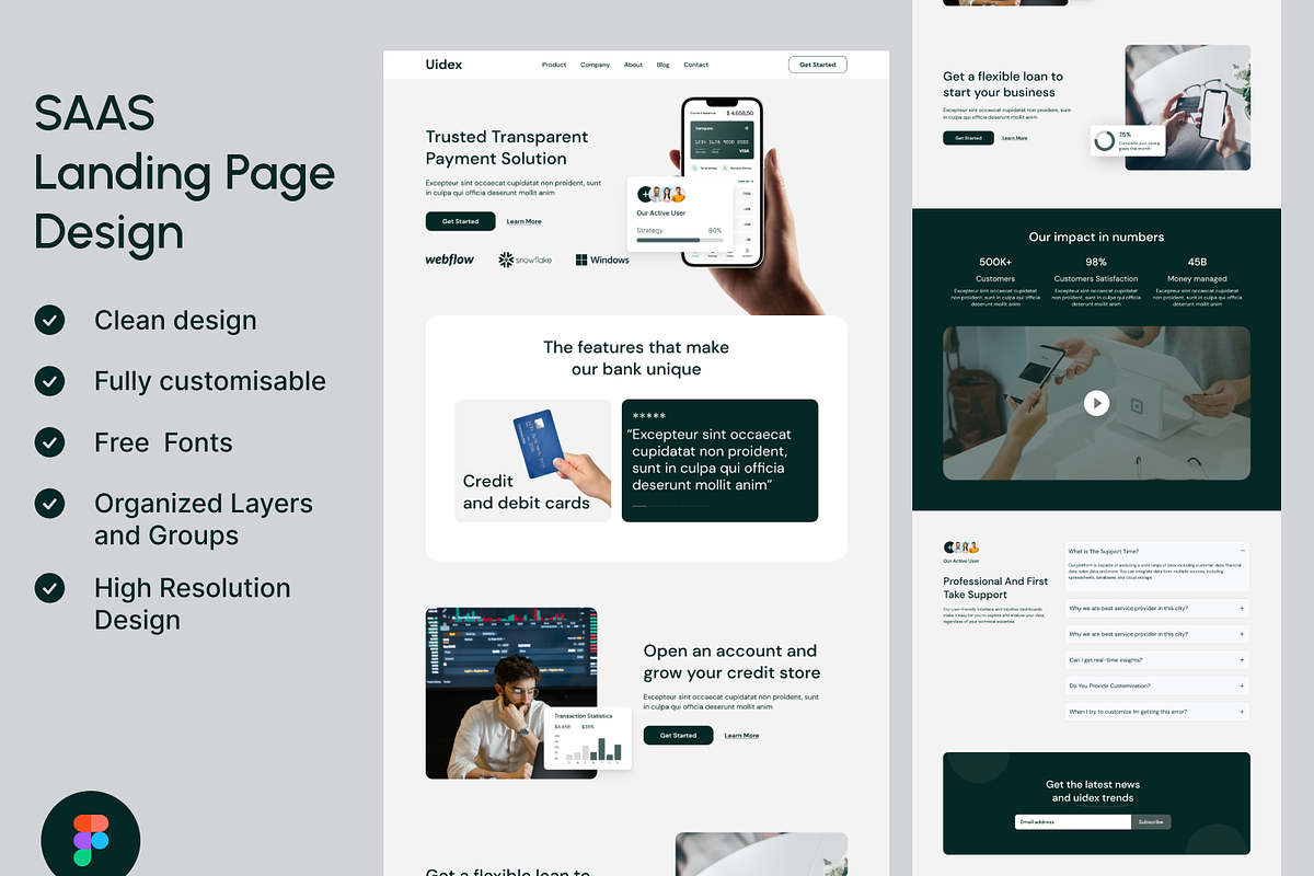 Uidex Banking SaaS Website, a Landing Page Template by Ahmed Rubel (Photo 1 of 4)