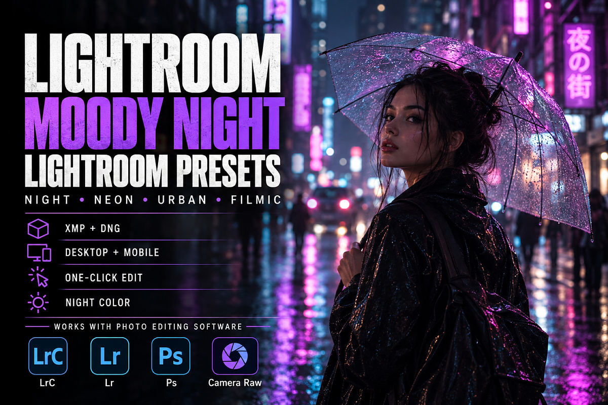 Moody Night Lightroom Presets, a Preset Add-On by AAA Presets (Photo 1 of 13)