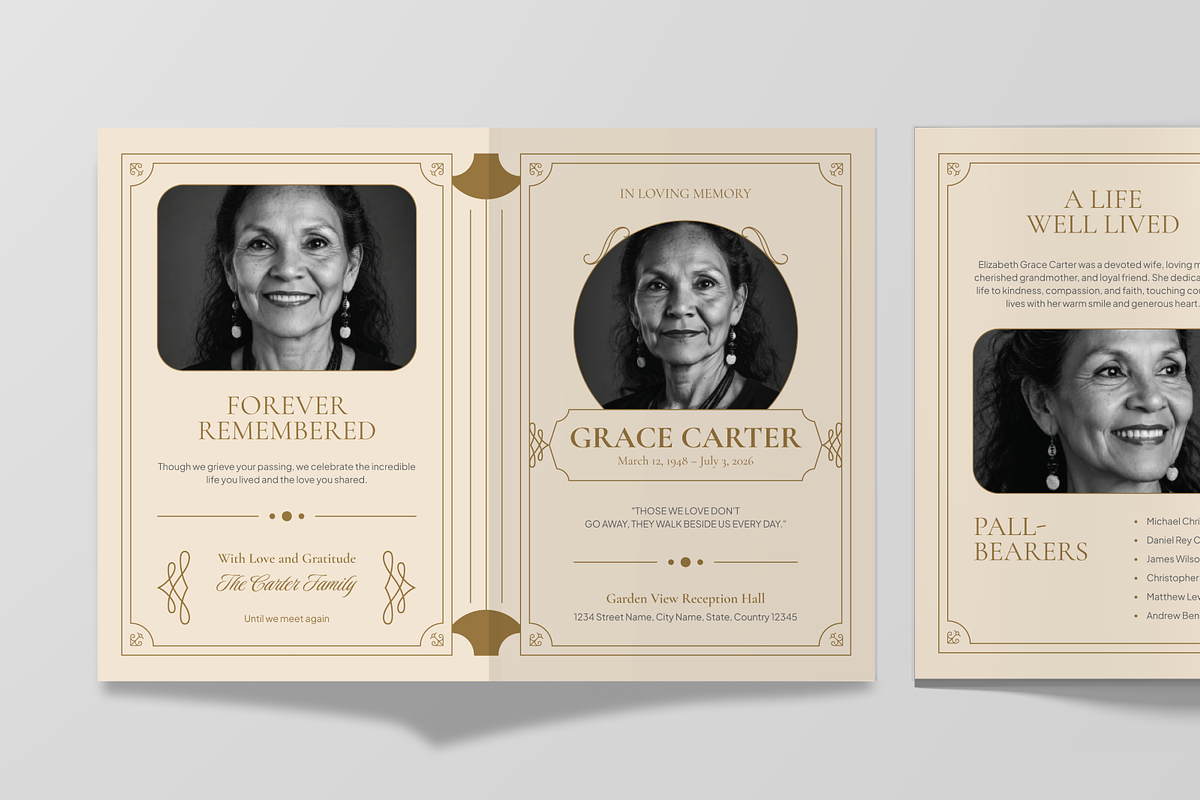 Funeral Program Bifold Brochure, a Brochure Template by Annora Studio (Photo 5 of 6)