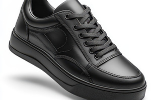 Stylish Black Leather Sneakers Fashi, a Background Photo by Pixeness Studio