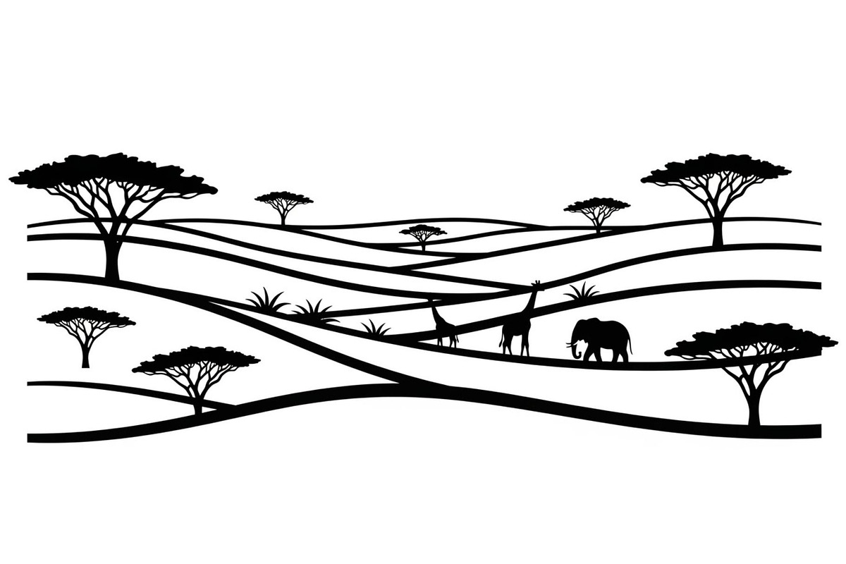 Abstract Savanna Scenery Silhouette, a Graphic by Designer_Momina (Photo 9 of 13)