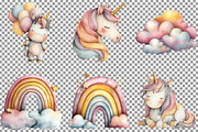 Watercolor Cute Unicorn Clipart, an Illustration by Sublimation Artist (Thumbnail 3 of 7)