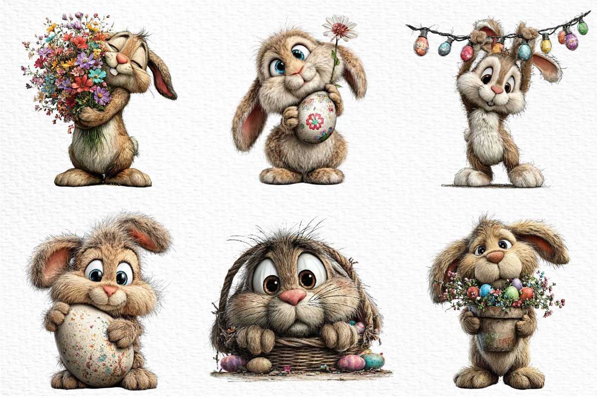 Whimsical Easter Bunny Clipart, an Illustration by Craft Nest (Photo 4 of 10)