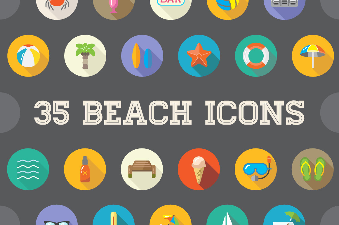 Awesome 35 Beach Flat Vector Icons, an Outline Icon by Ckybe's Corner
