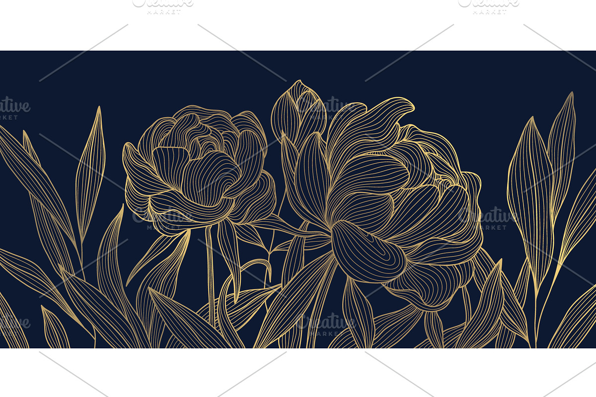 Flowers and Leaves Line Luxury Art, a Pattern Graphic by Marylia (Photo 4 of 27)