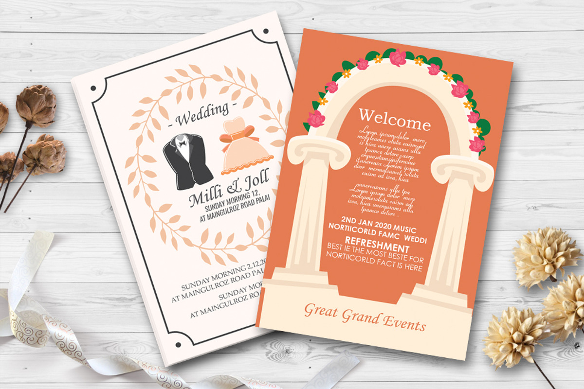 Two Sided Wedding Card, a Card Template by Business Flyers (Photo 1 of 2)