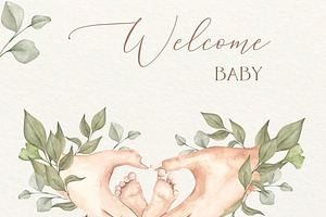 Newborn Watercolor Clipart