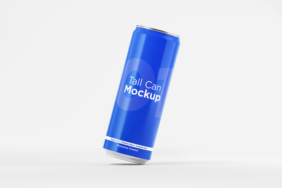 6 Tall Aluminum Cans Mockup Pack, a Cups & Container Mockup by DreamVisuals (Photo 7 of 7)