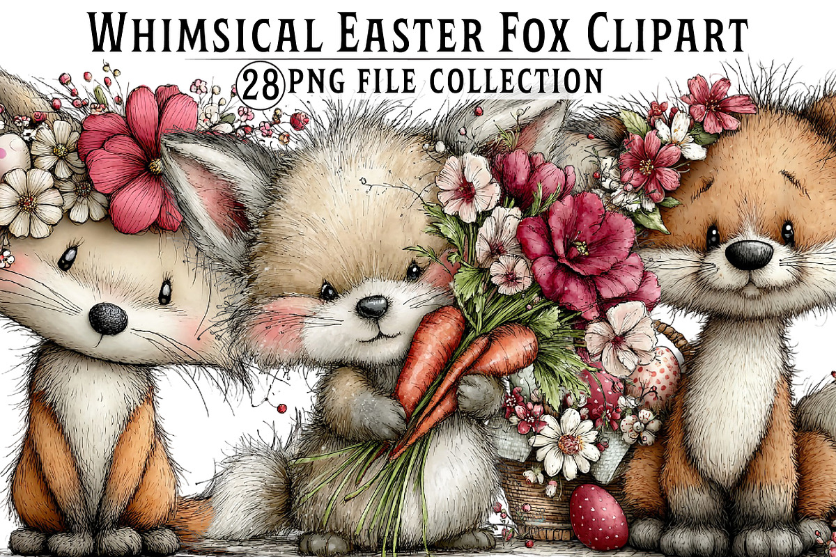 Whimsical Easter Fox Clipart, an Illustration by Dream Creation (Photo 1 of 6)