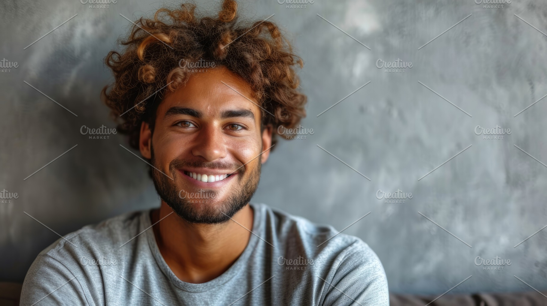 Mid-Adult Multiethnic Man Smiling Warmly, Relaxed in Casual Setting, a Photo by AS photostudio