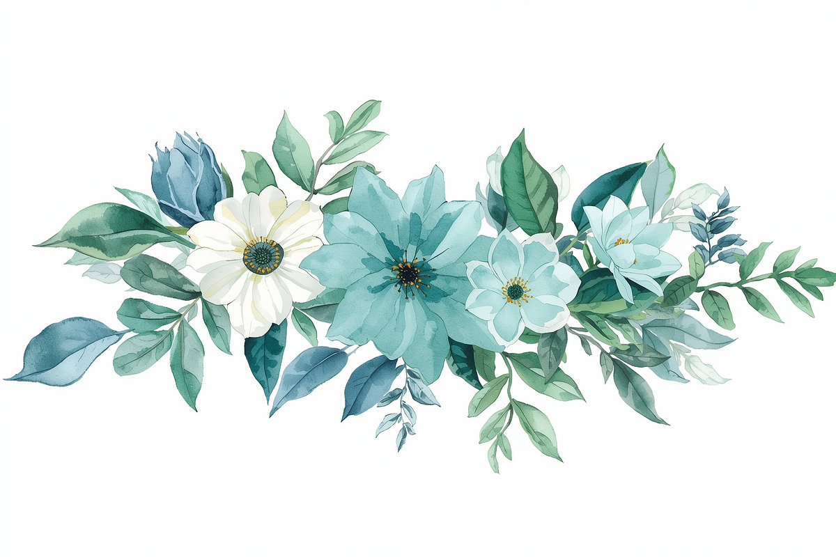 Elegant Blue Watercolor Blooms, an Illustration by Amazin_art (Photo 7 of 11)