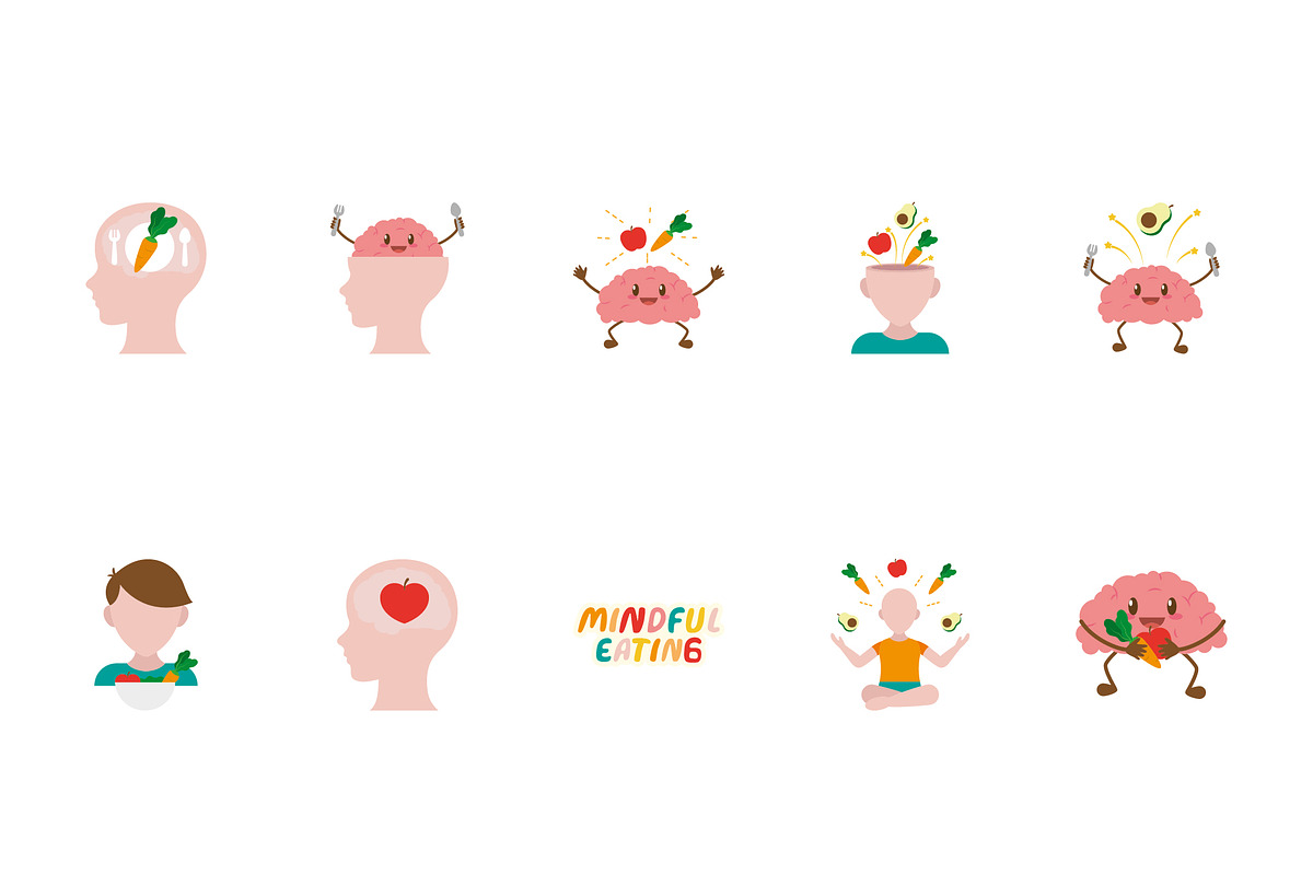 Healthy Mind Food Icons Set