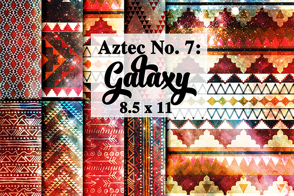 Tribal Aztec Galaxy Digital Paper preview 3