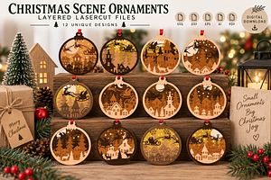 Christmas Scene Ornaments Layered