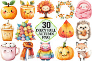 Kawaii Cozy Fall Autumn Clipart, an Illustration by Pixels.Craft (Thumbnail 1 of 7)