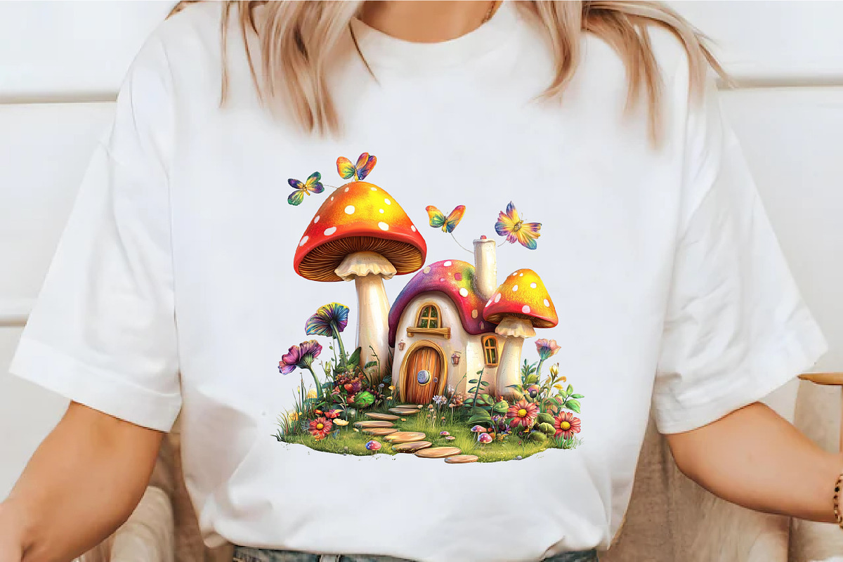 Mushroom Cottages Whimsical Clipart, a Seasonal Illustration by designcity5 (Photo 4 of 5)