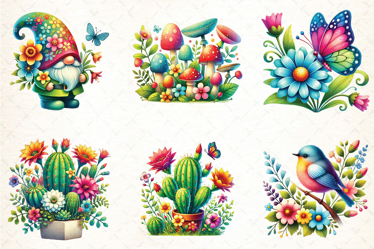Watercolor Spring Garden Clipart, an Illustration by DreamCafeArt (Photo 2 of 4)
