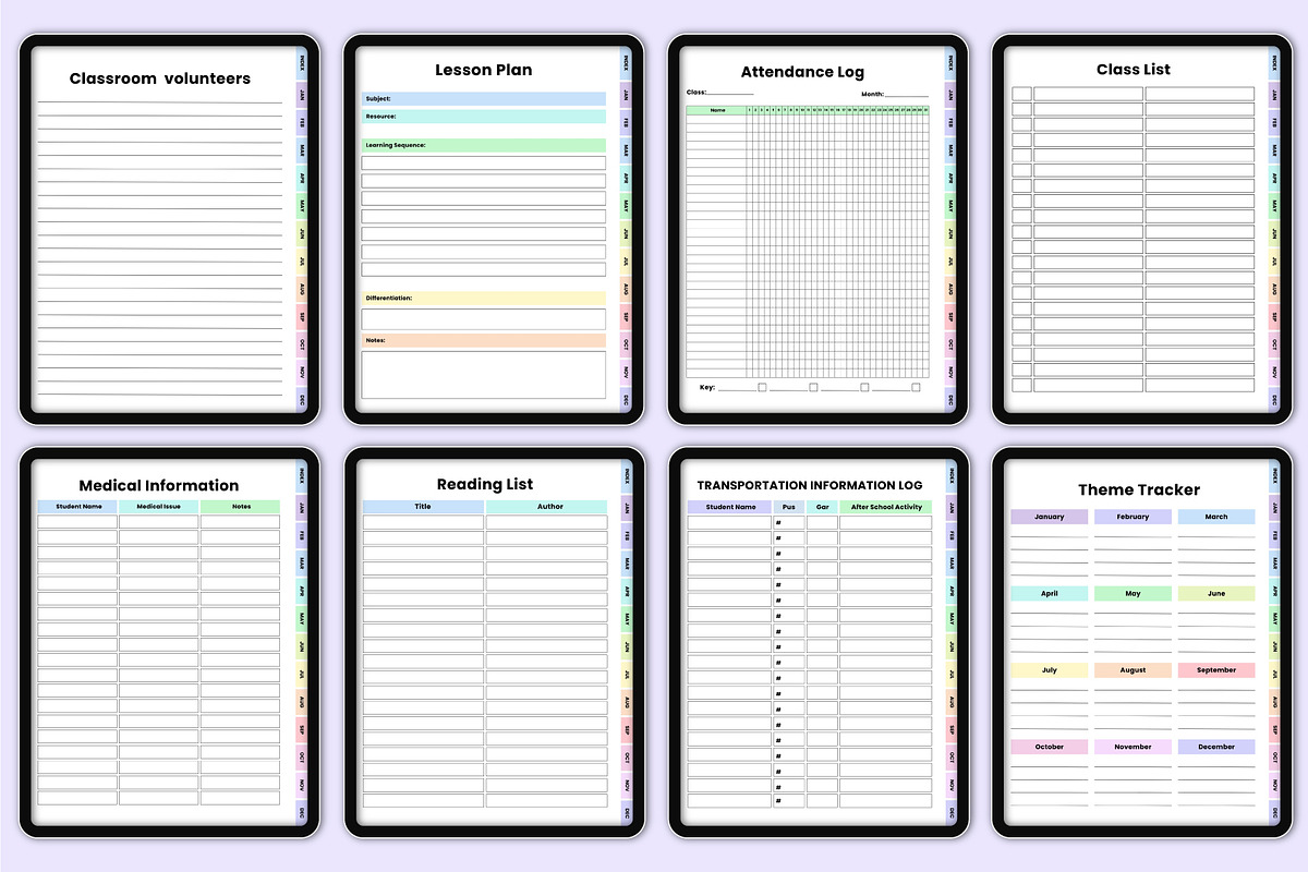 Digital 2025 Teacher Planner Rainbow, a Stationery Template by Mustafiz (Photo 6 of 8)