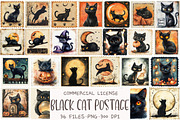 Halloween Black Cat Postage Stamp, an Illustration by OK Design (Thumbnail 1 of 5)