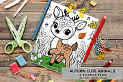 Autumn Cute Animals Coloring Pages, a Seasonal Illustration by Digital Art Creations (Thumbnail 3 of 4)