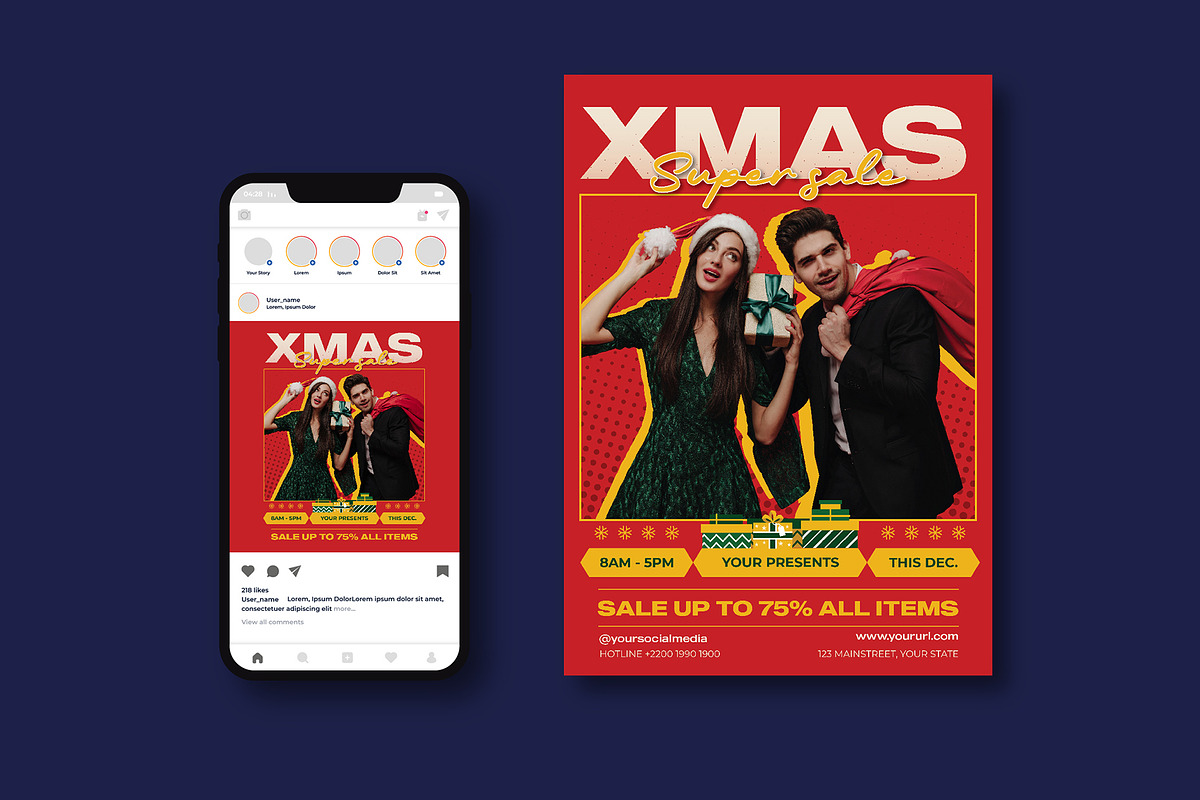 Christmas Sale Flyer, a Flyer Template by iDoodle Studio