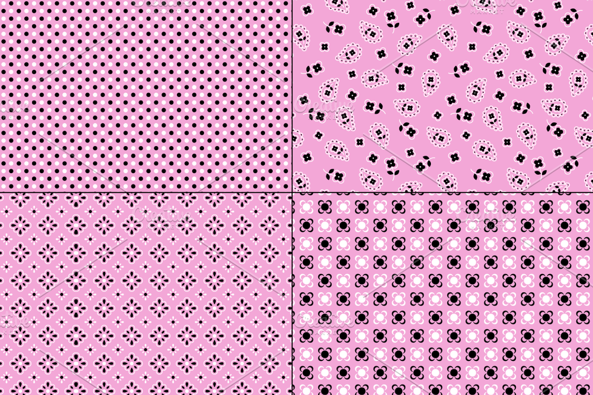 Seamless Pink Bandana Patterns preview 5